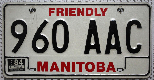 MANITOBA (Friendly) - Nummernschild # 960AAC =