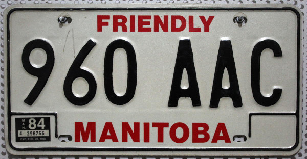 MANITOBA (Friendly) - Nummernschild # 960AAC =