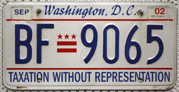 WASHINGTON D.C. District of Columbia - Nummernschild # BF9065 =