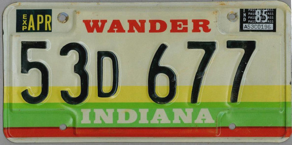 INDIANA (Wander) - Nummernschild # 53d677 =