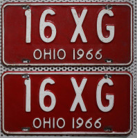 OHIO 1966 Oldtimer Schilder PAAR - USA Nummernschilder # 16XG