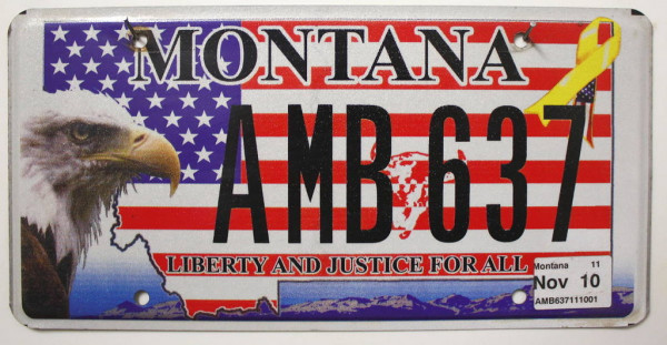 MONTANA Liberty and Justice for all - Nummernschild # AMB637 =