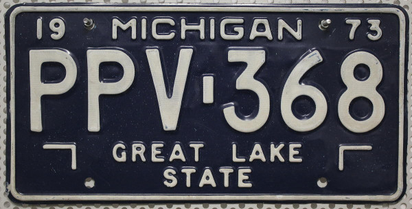 MICHIGAN 1973 Oldtimer Nummernschild # PPV368 ...