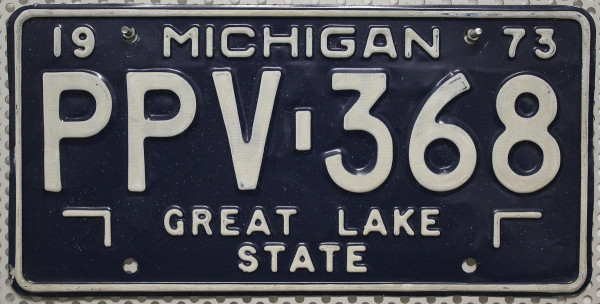 MICHIGAN 1973 Oldtimer Nummernschild # PPV368 ...