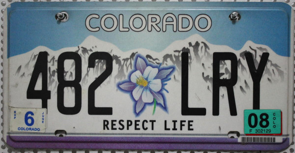 COLORADO Respect Life - Nummernschild # 482LRY =