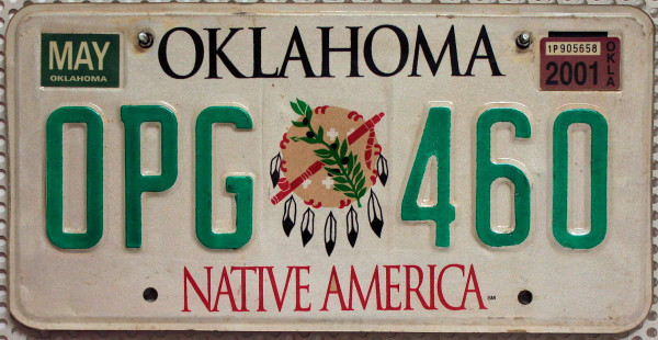 OKLAHOMA Native America - Nummernschild # OPG460 =