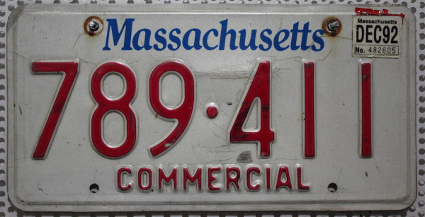 MASSACHUSETTS Commercial - Nummernschild # 789411 =
