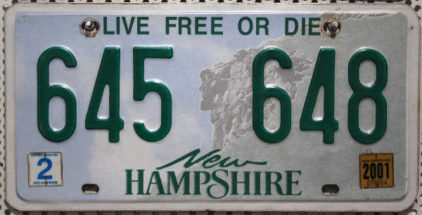 NEW HAMPSHIRE Live Free Or Die - Nummernschild # 645648 =