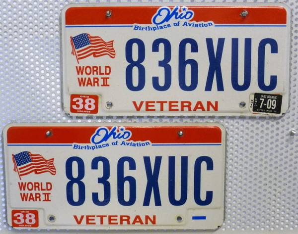 OHIO Veteran - Schilder PAAR - Zwei USA Nummernschilder ### 836XUC