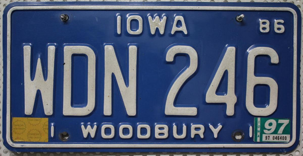 IOWA Woodbury County - Nummernschild # WDN246 =