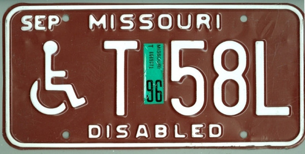 MISSOURI Handicapped Special - Nummernschild # T58L =