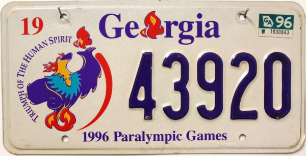 GEORGIA Paralympic Games - Nummernschild # 43920 ≡