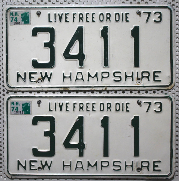 NEW HAMPSHIRE 1973 1974 Oldtimer Schilder PAAR - USA Nummernschilder # 3411