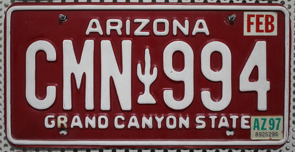 ARIZONA Grand Canyon State - Nummernschild # CMN994 =
