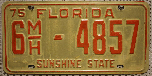 FLORIDA 1975 Oldtimer Nummernschild # 6-4857 ...