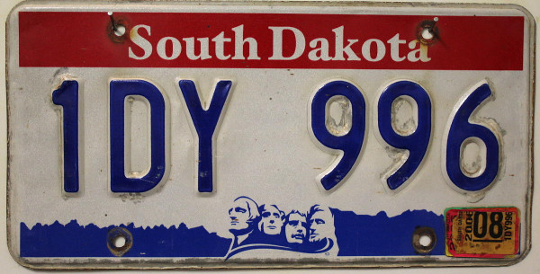 SOUTH DAKOTA (geprägt) - Nummernschild # 1DY996