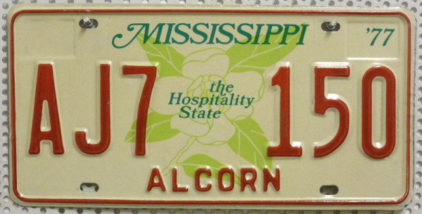 MISSISSIPPI Hospitality State - Nummernschild # AJ7150 ...