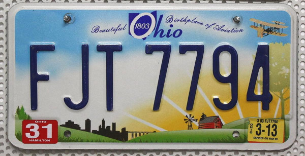 OHIO (Beautiful) 1803 Motiv - Nummernschild # FJT7794 =