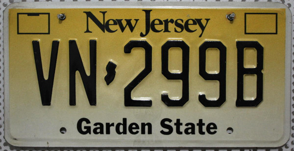 NEW JERSEY Garden State - Nummernschild # VN299B ...