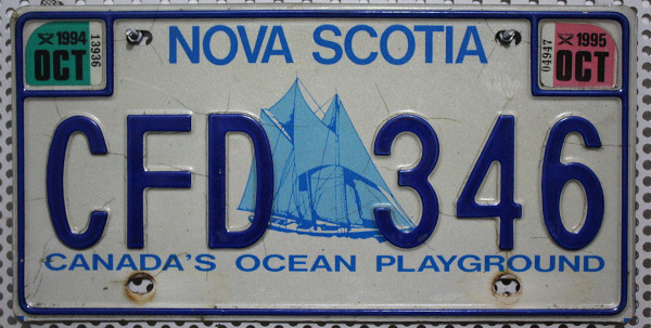NOVA SCOTIA / blue nose schooner - Motiv Nummernschild # CFD346 =