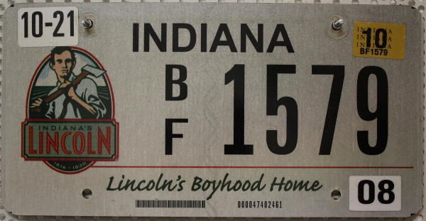 INDIANA Lincoln's Boyhood Home - Nummernschild # BF1579 =