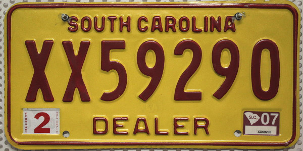SOUTH CAROLINA Dealer - Nummernschild # XX59290 =