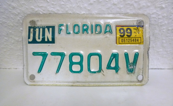 Motorradschild FLORIDA Nummernschild # 77804V =