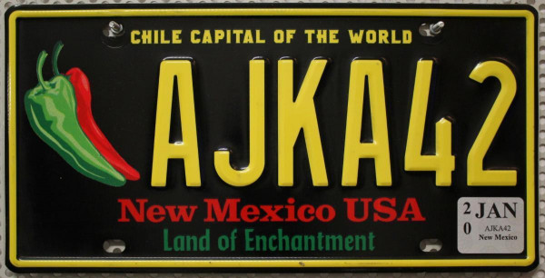 NEW MEXICO C.Capital of the World - Nummernschild # AJKA42 =