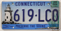 CONNECTICUT Preserve The Sound - Nummernschild # 619LCO ≡