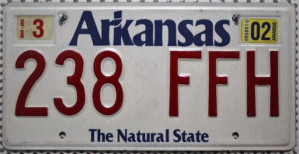 ARKANSAS The Natural State - Nummernschild # 238FFH =